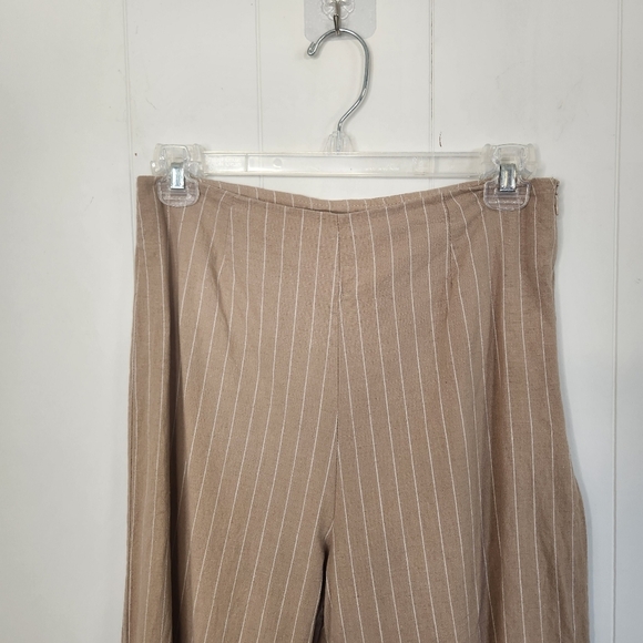 San Souci Wide Leg Crop Cropped High Waisted Rise Trousers Pants Linen Cotton - Picture 2 of 8